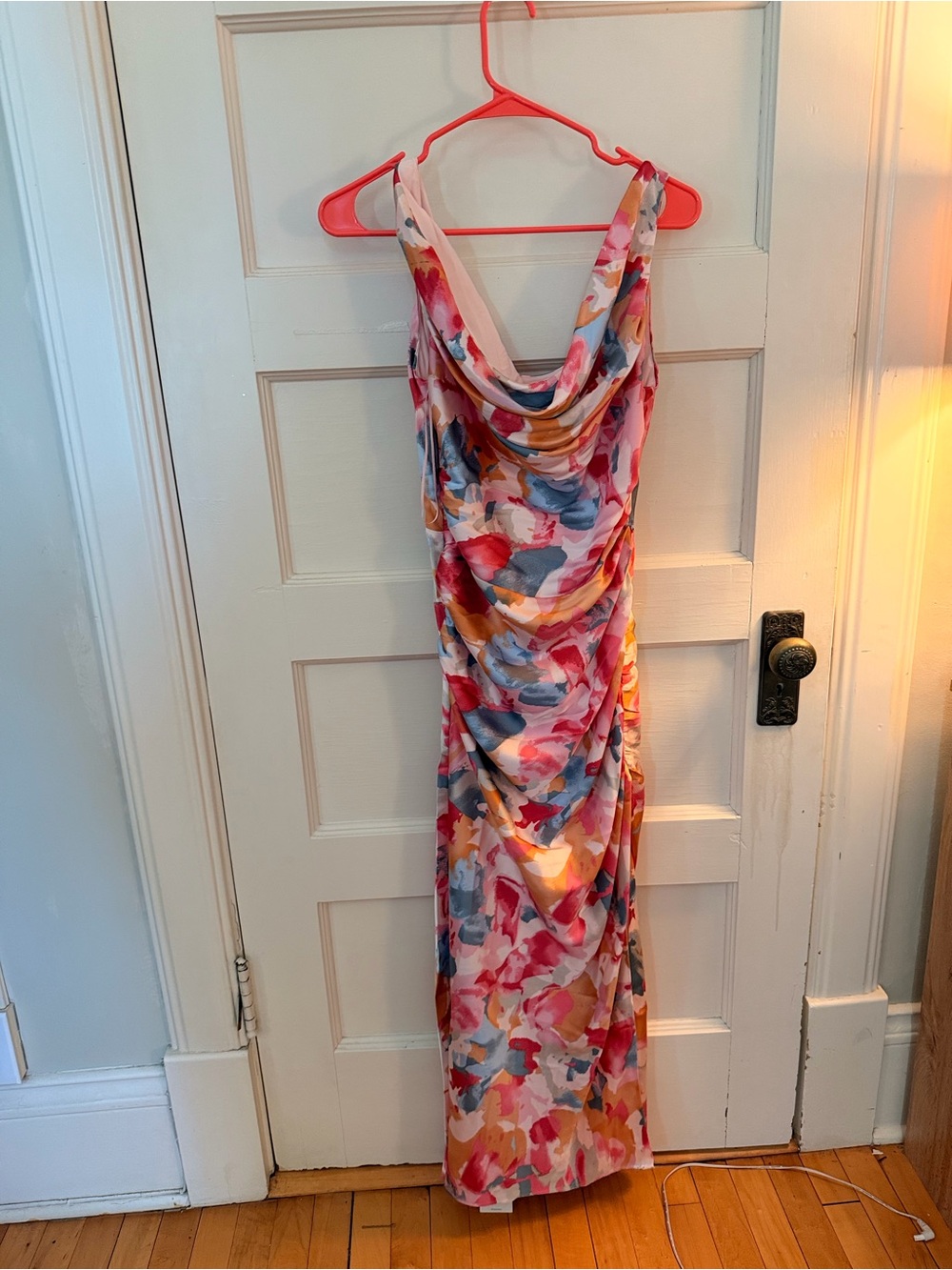 Abercrombie & Fitch Floral Watercolor Cowl Maxi Dress - Pink, Blue, Yellow